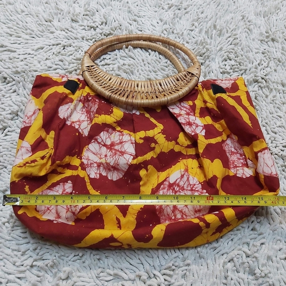 Handmade red & yellow cloth purse - Picture 7 of 7